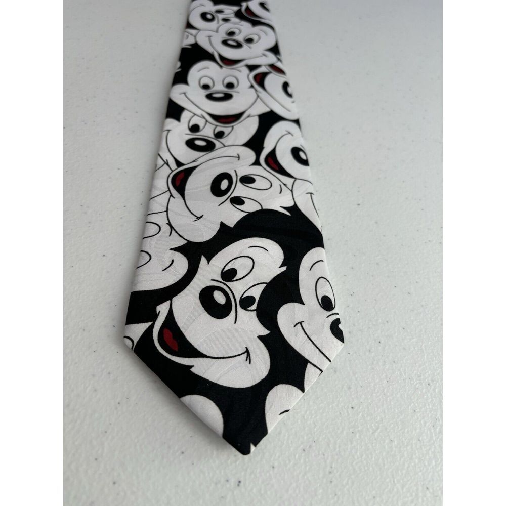 Mickey Unlimited by Balancine Inc VTG Disney‎ Black and White Graphic Print Tie - Picture 3 of 9